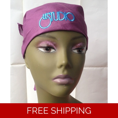 Bandana Purple White & Blue Embroid Front Logo